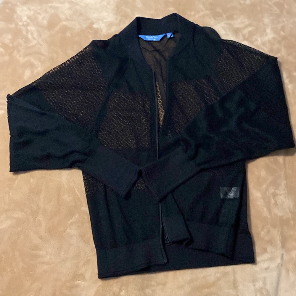 Simply Vera Wang Black Zip Up Sweater Jacket Sz S